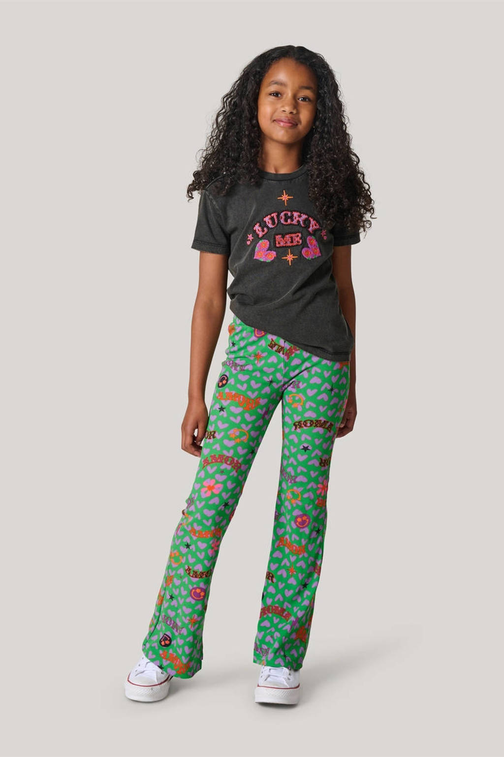 Shoeby broek met all over print groen
