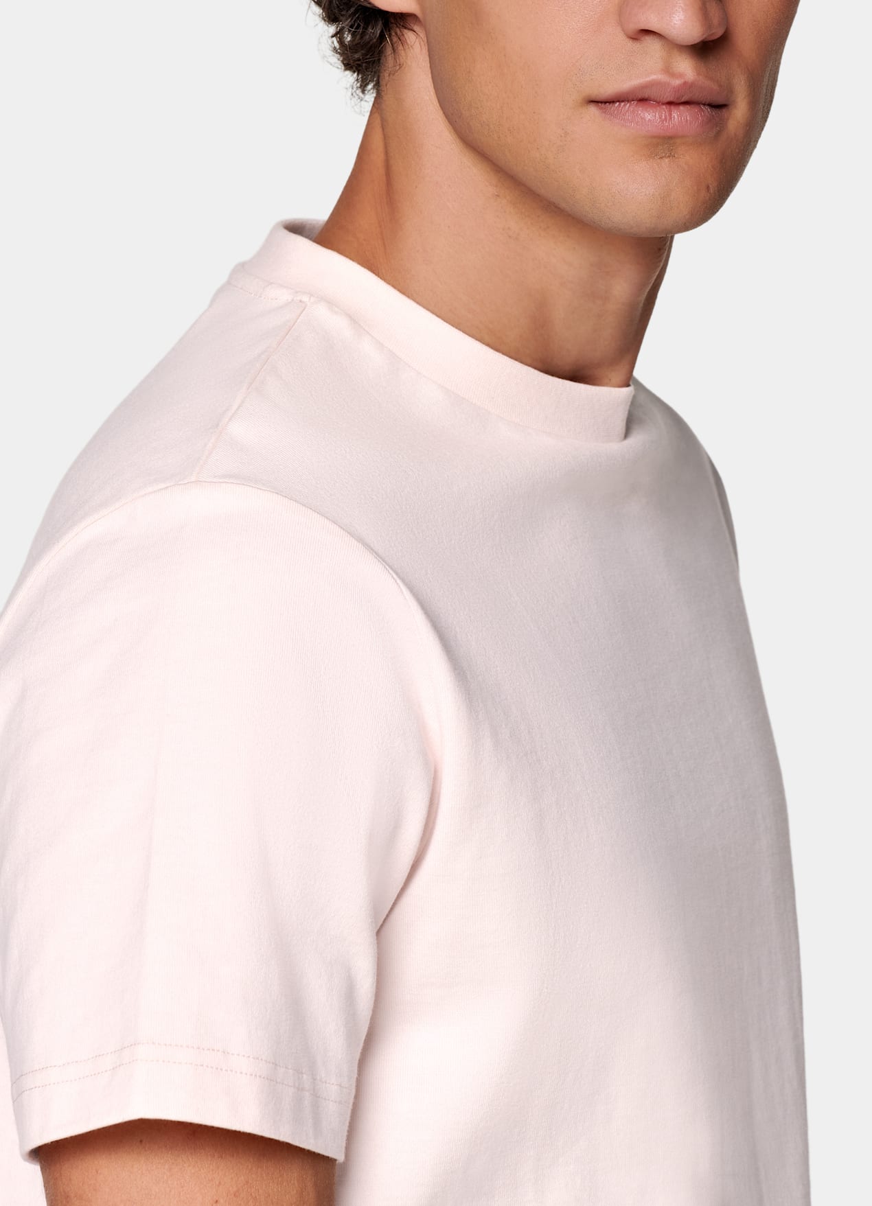 T-shirt col rond rose clair