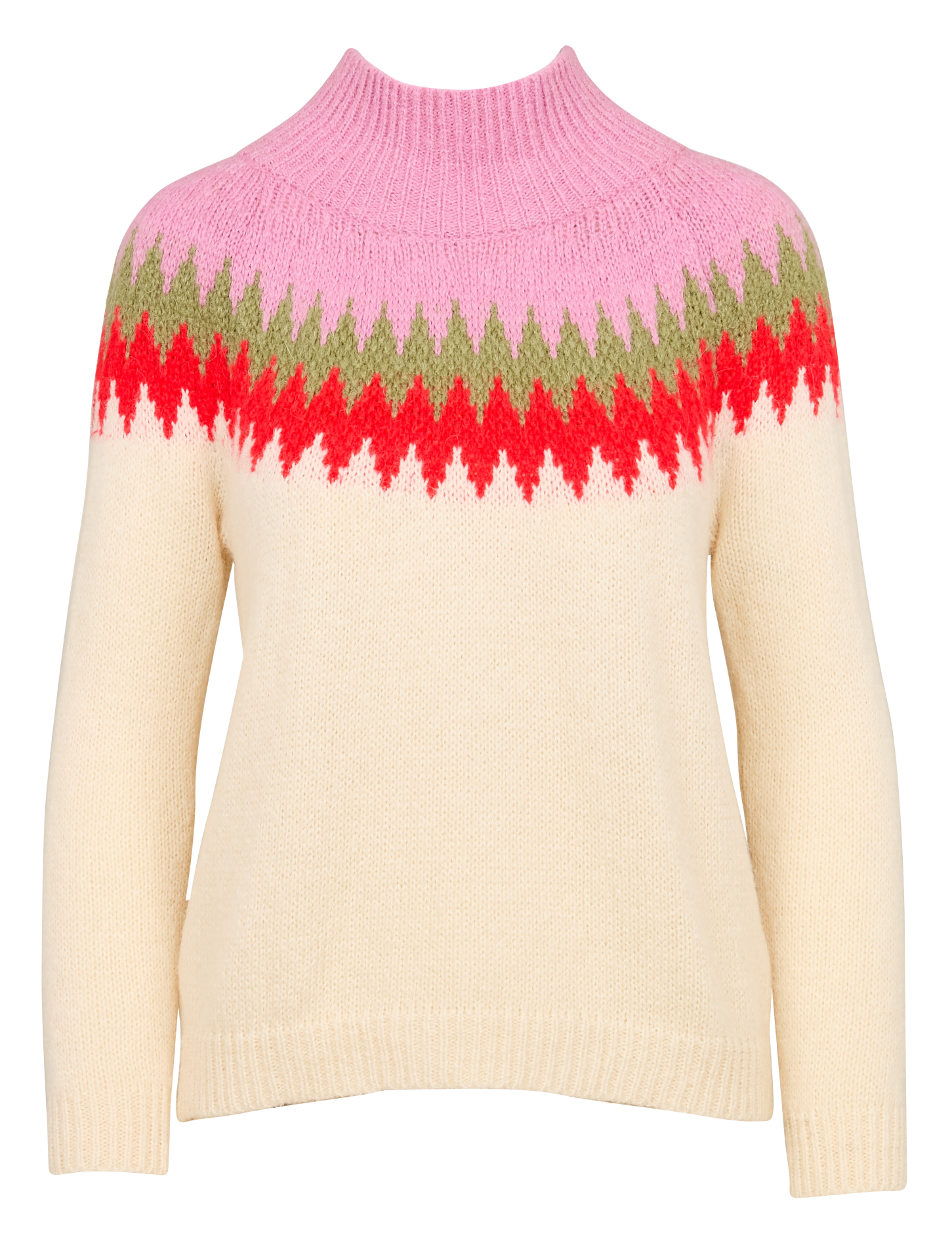 BAMBOLEO - Pull col cheminée droite en jacquard | Multicolore