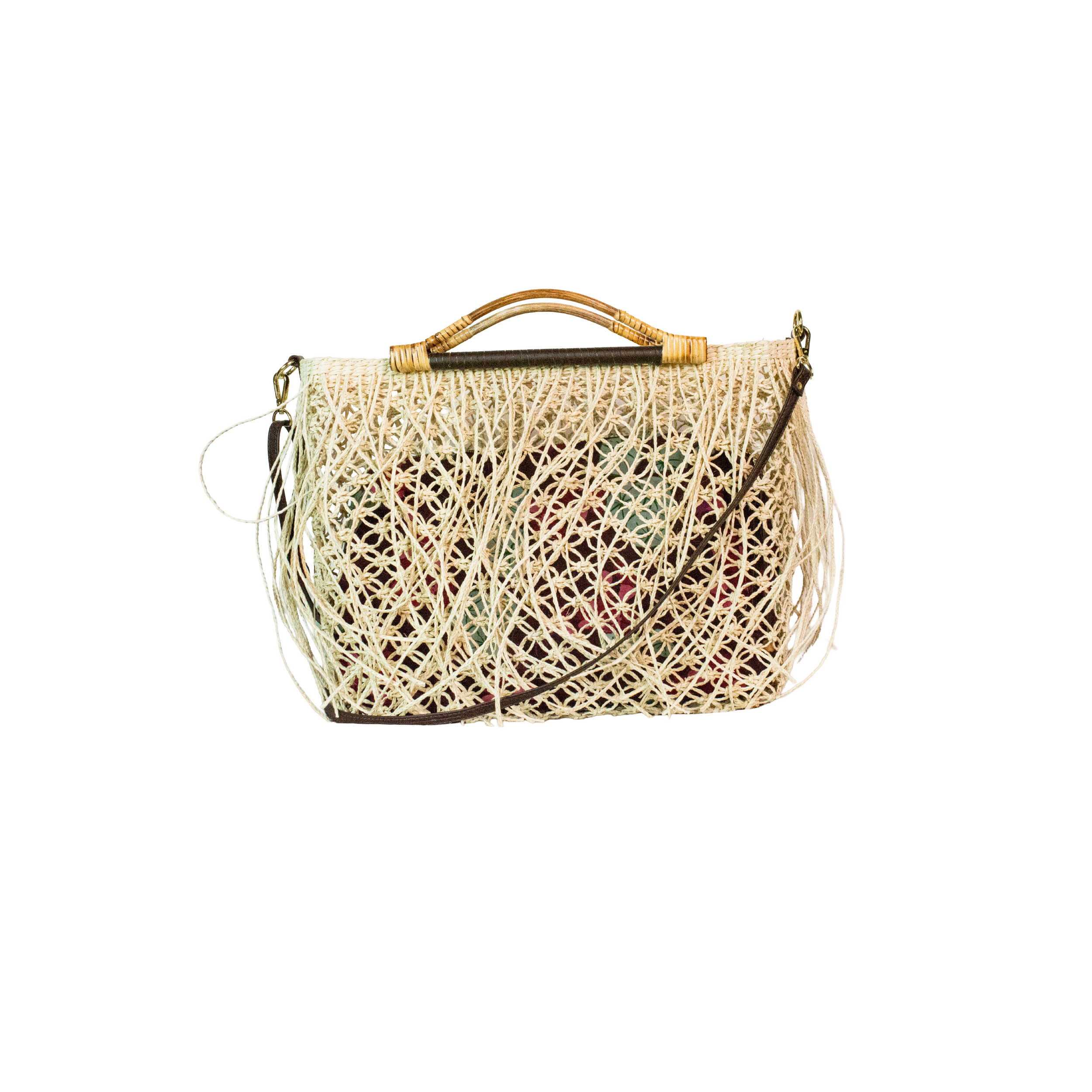 Sac cabas en tissu ajouré avec trousse de toilette en lin