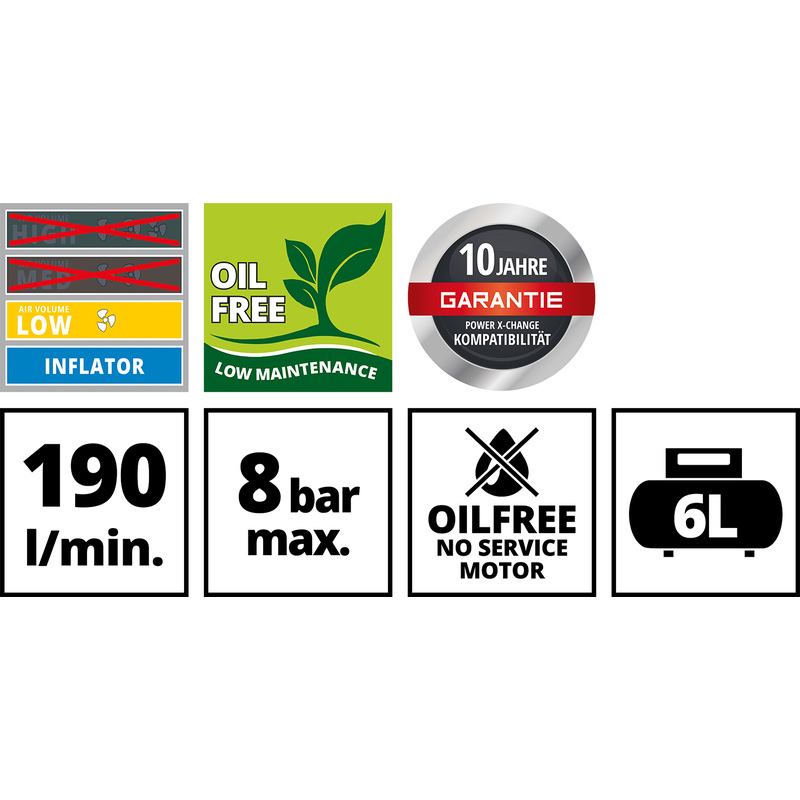 Einhell TC-AC 190/6/8 compressor olievrij 6L
