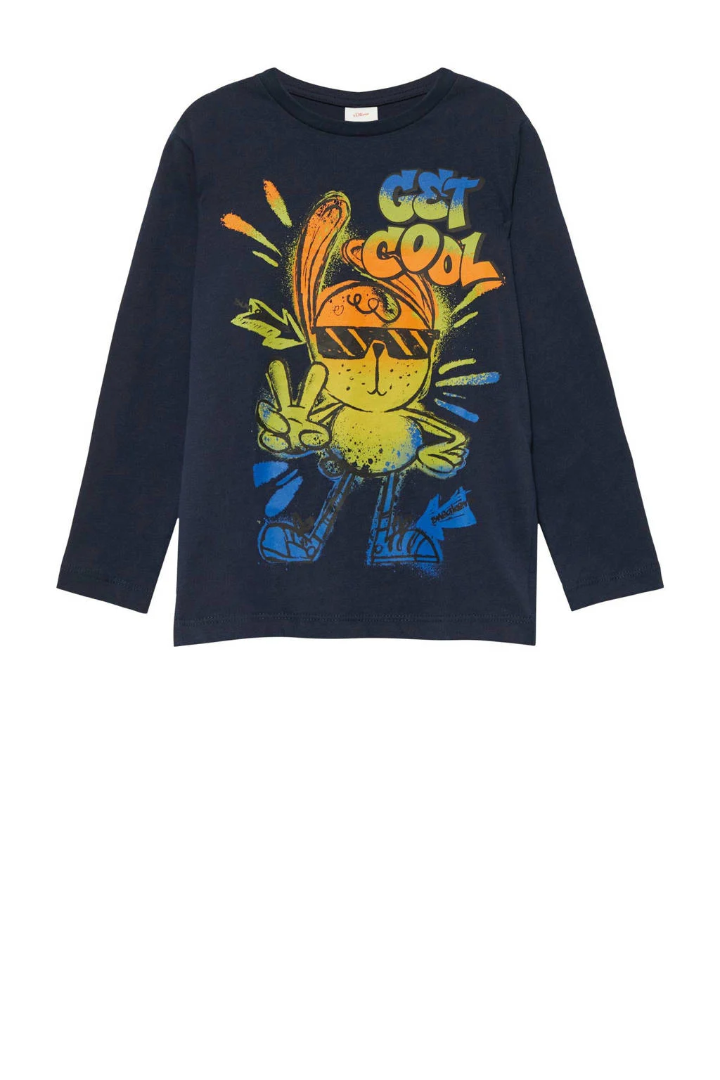 s.Oliver longsleeve met printopdruk donkerblauw
