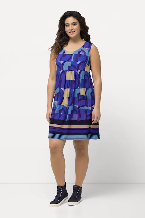 Jerseykleid, bedruckt, A-Linie, Rundhals, ärmellos