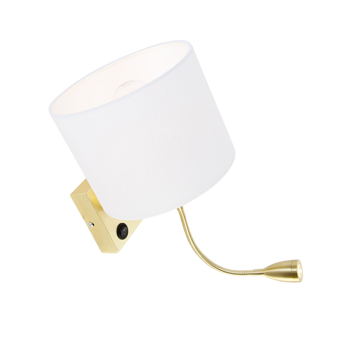 Wandlamp goud met USB en kap wit 18 cm - Brescia Combi