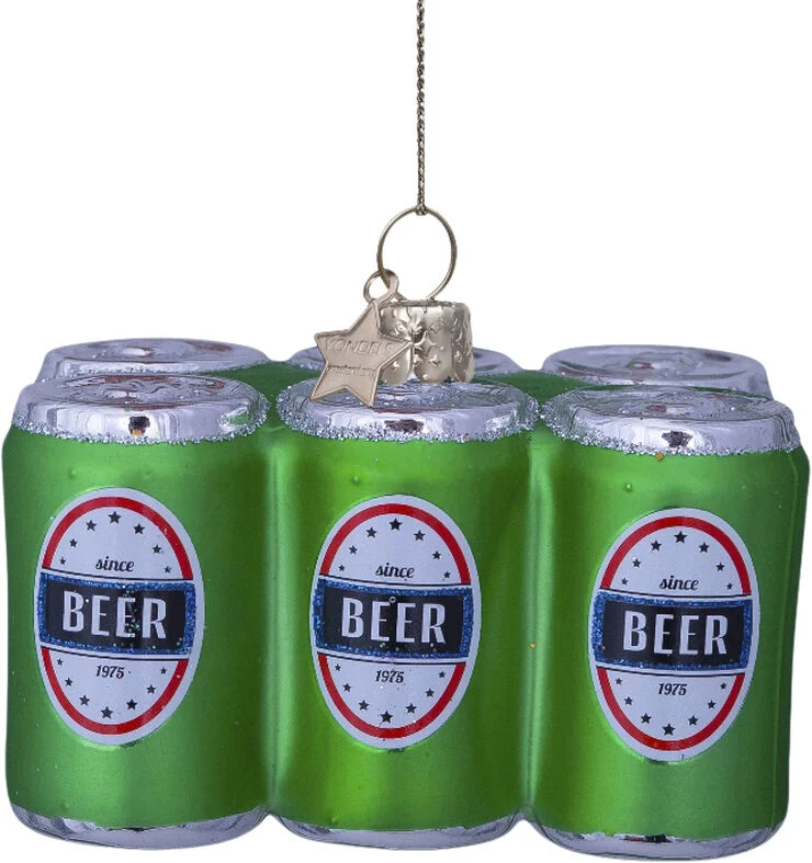 Vondels Ornament glas grøn six-pack dåseøl H6cm Green