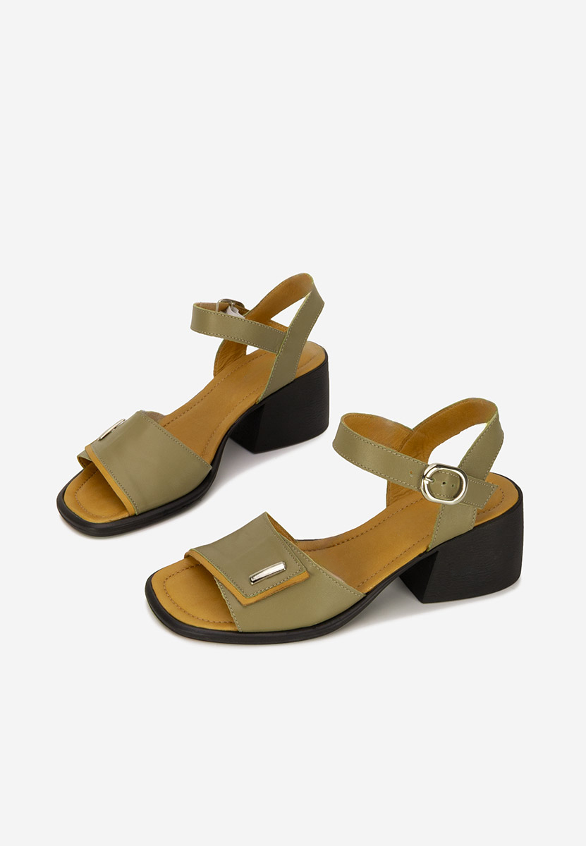 Sandales en cuir naturel vert Dominica