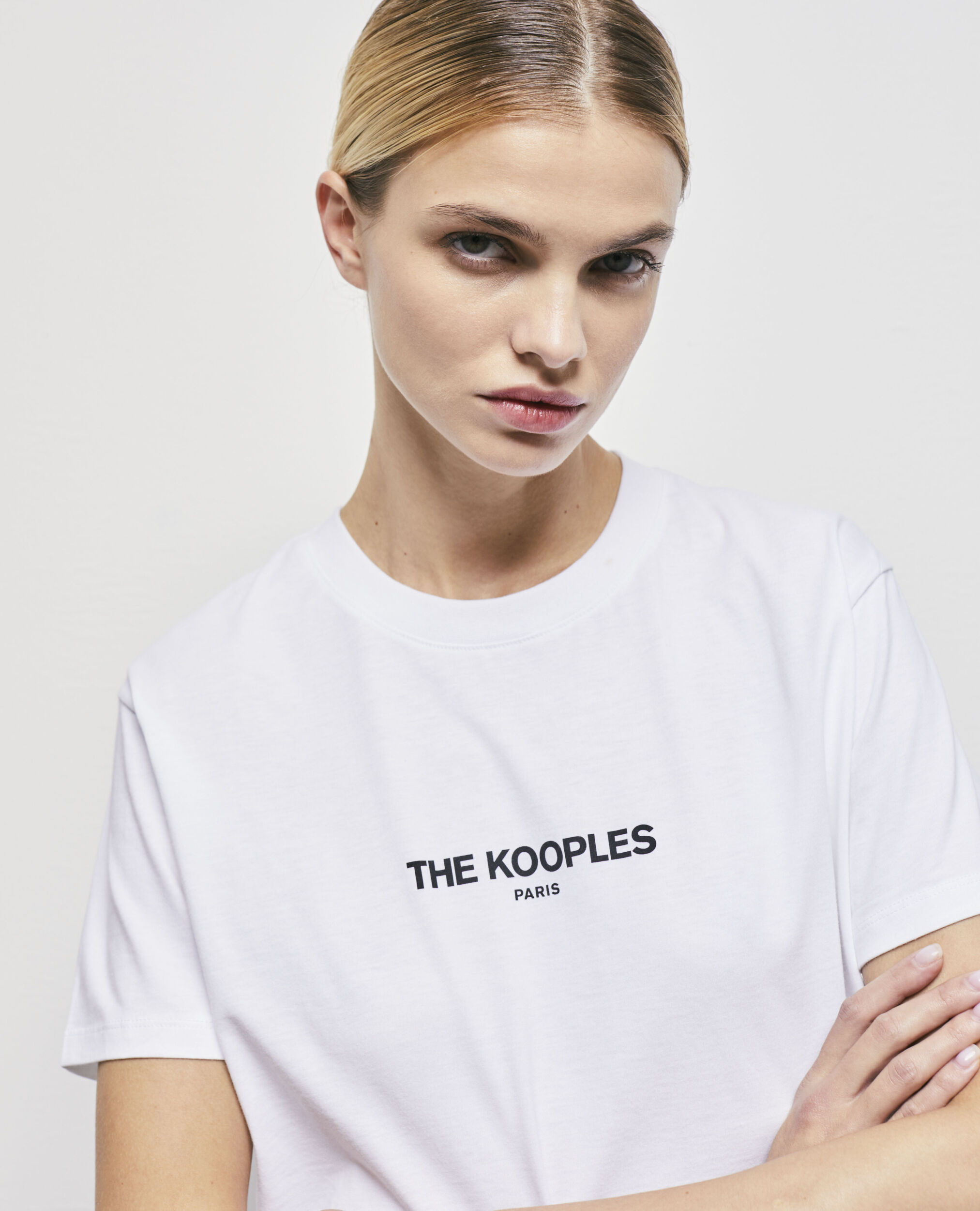 T-shirt blanc coton à logo imprimé