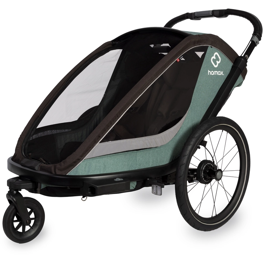 hamax Kinderfahrradanhänger Cocoon Zweisitzer greenblack