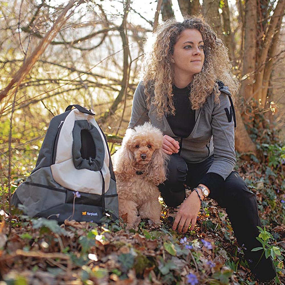 Sac à dos transport pour petits chiens kangoo large, épaules rembourrées, matériau robuste et durable, gris