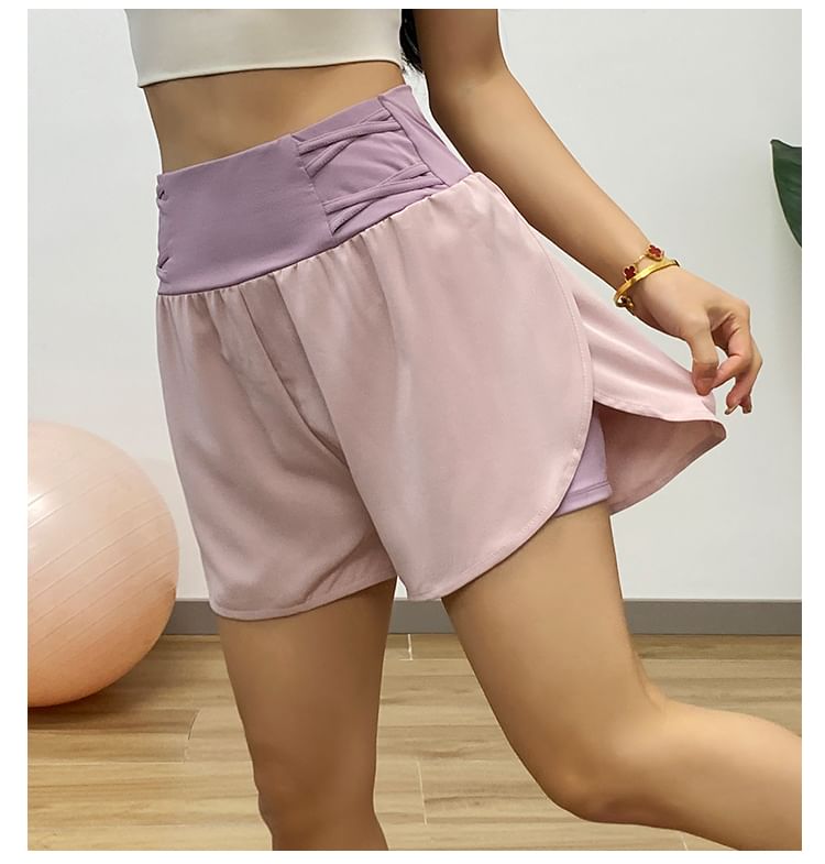 Engiko - Hoge taille tweekleurige sweatshorts