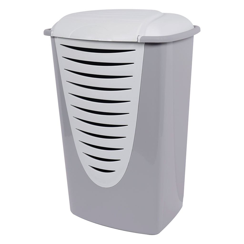 Coffre à linge plastique gris 70L