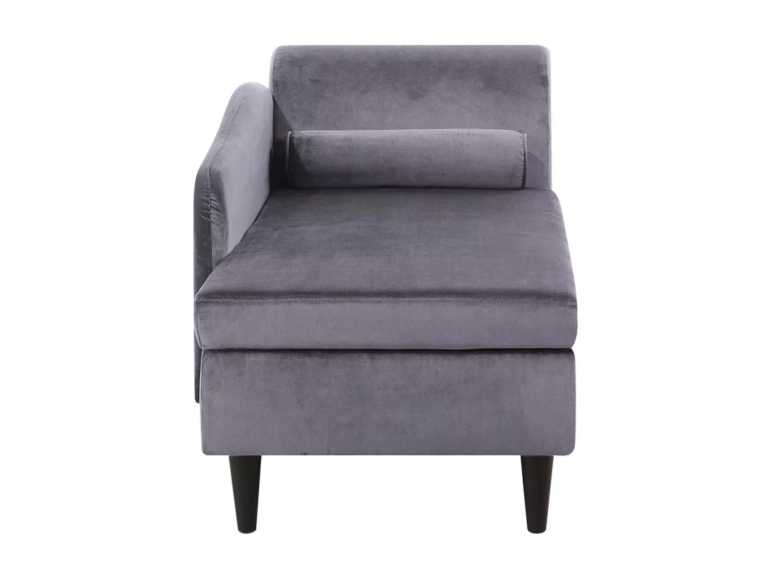 Chaise longue côté droit en velours gris foncé LUIRO