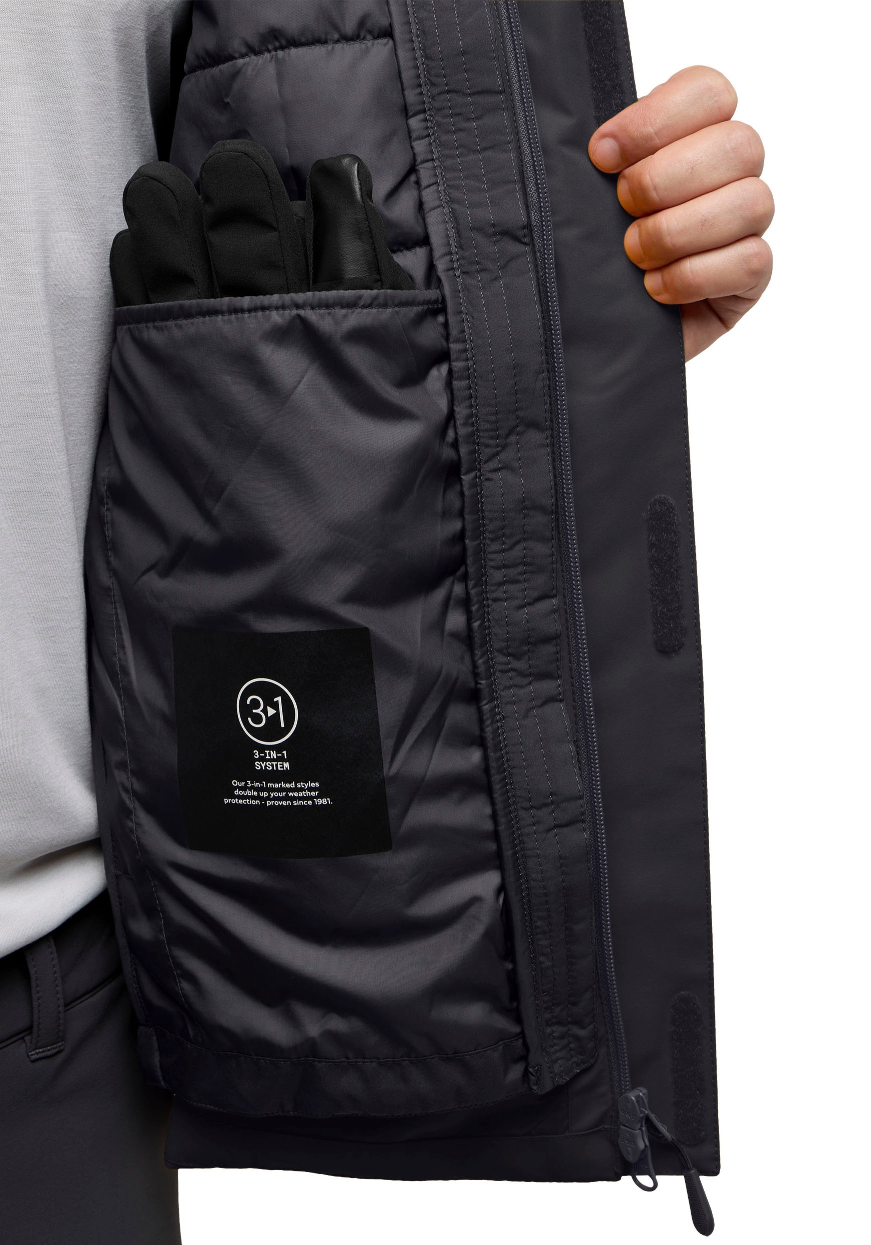 Jack Wolfskin 3-in-1-Funktionsjacke »JASPER 3IN1 JKT M« mit Kapuze 3in1, wasserdicht, Übergangsjacke