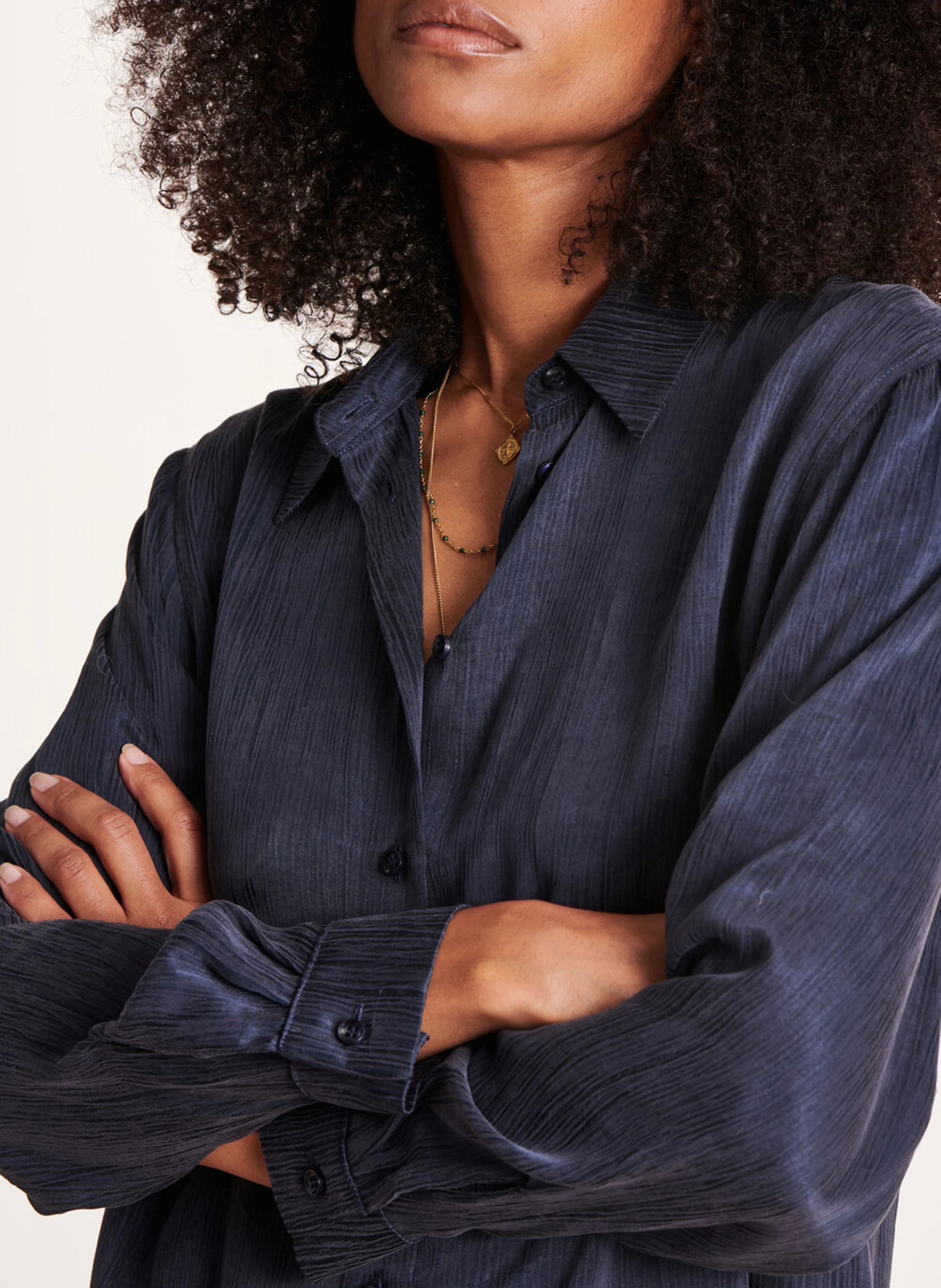 Chemise col classique ample | Bleu