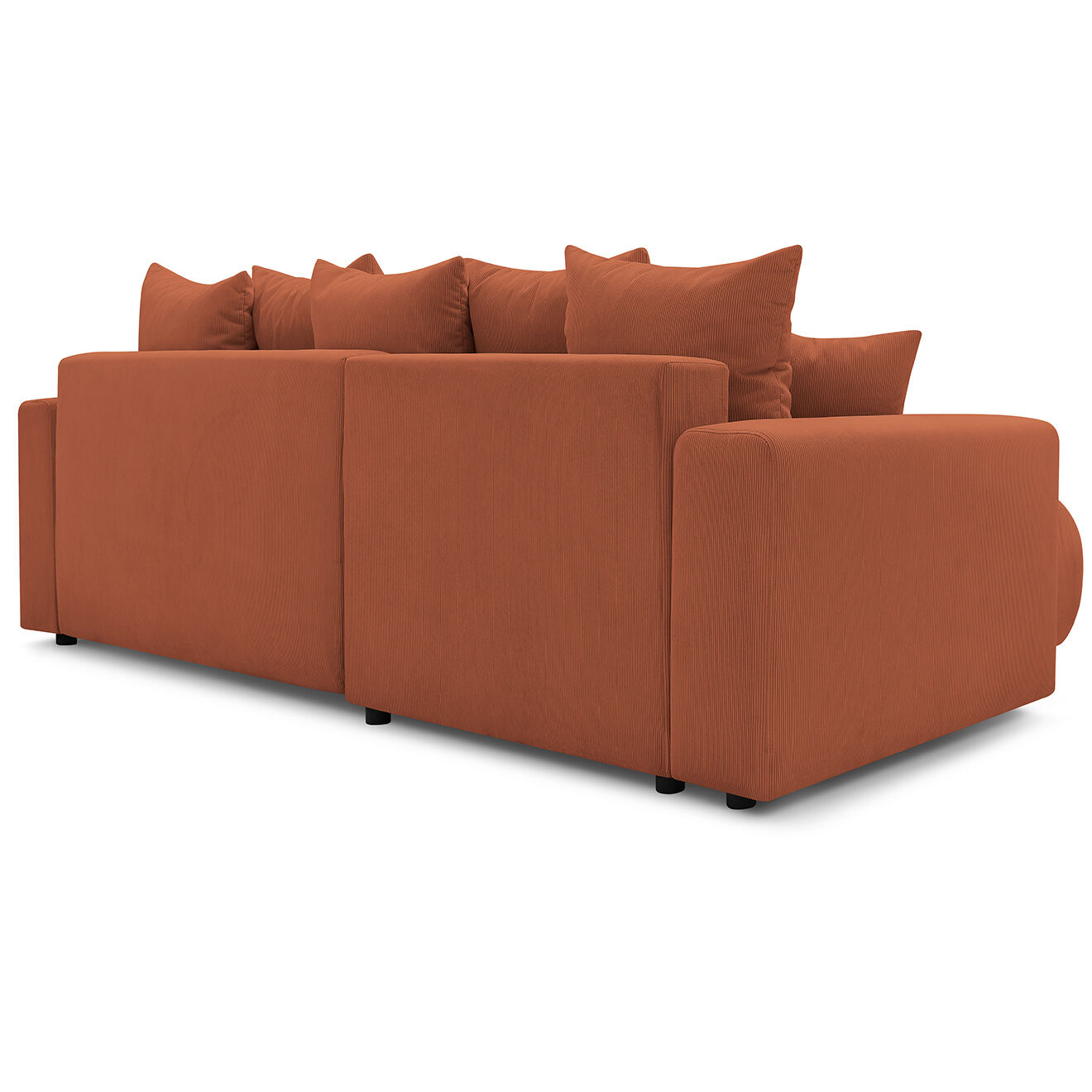Bobochic Canapé d'angle convertible reversible velours côtelé Envy orange - 282x153x95 cm