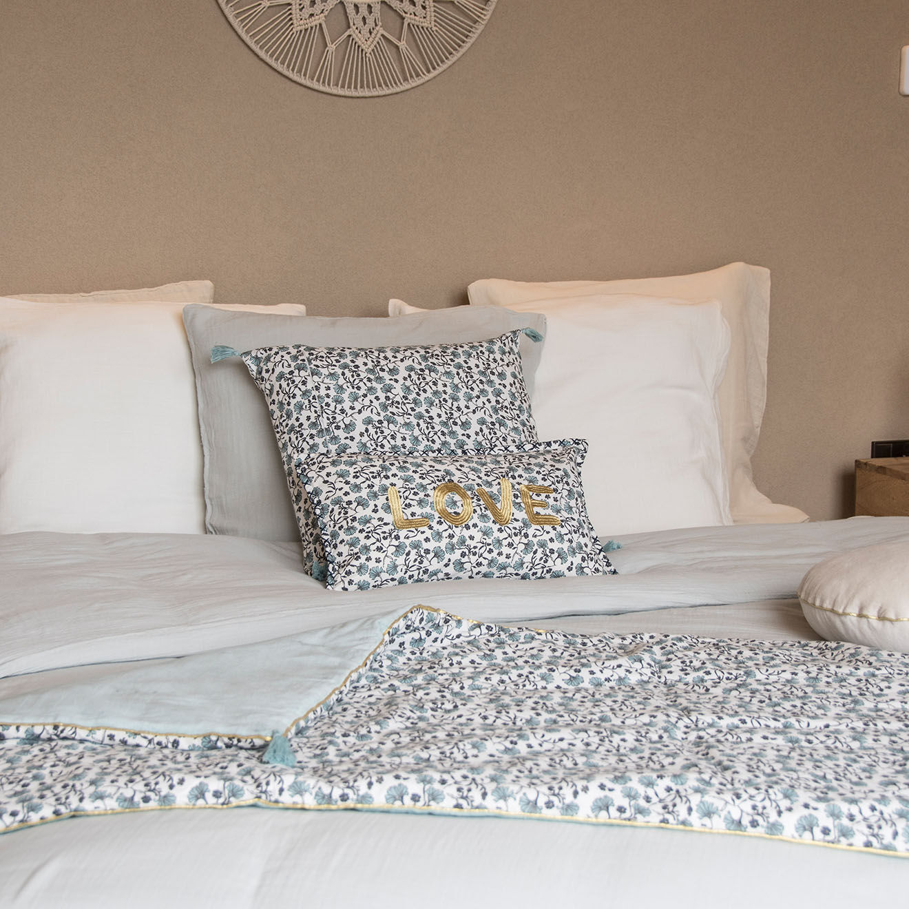 Febronie Housse de coussin Delhi bleue - 50x50 cm