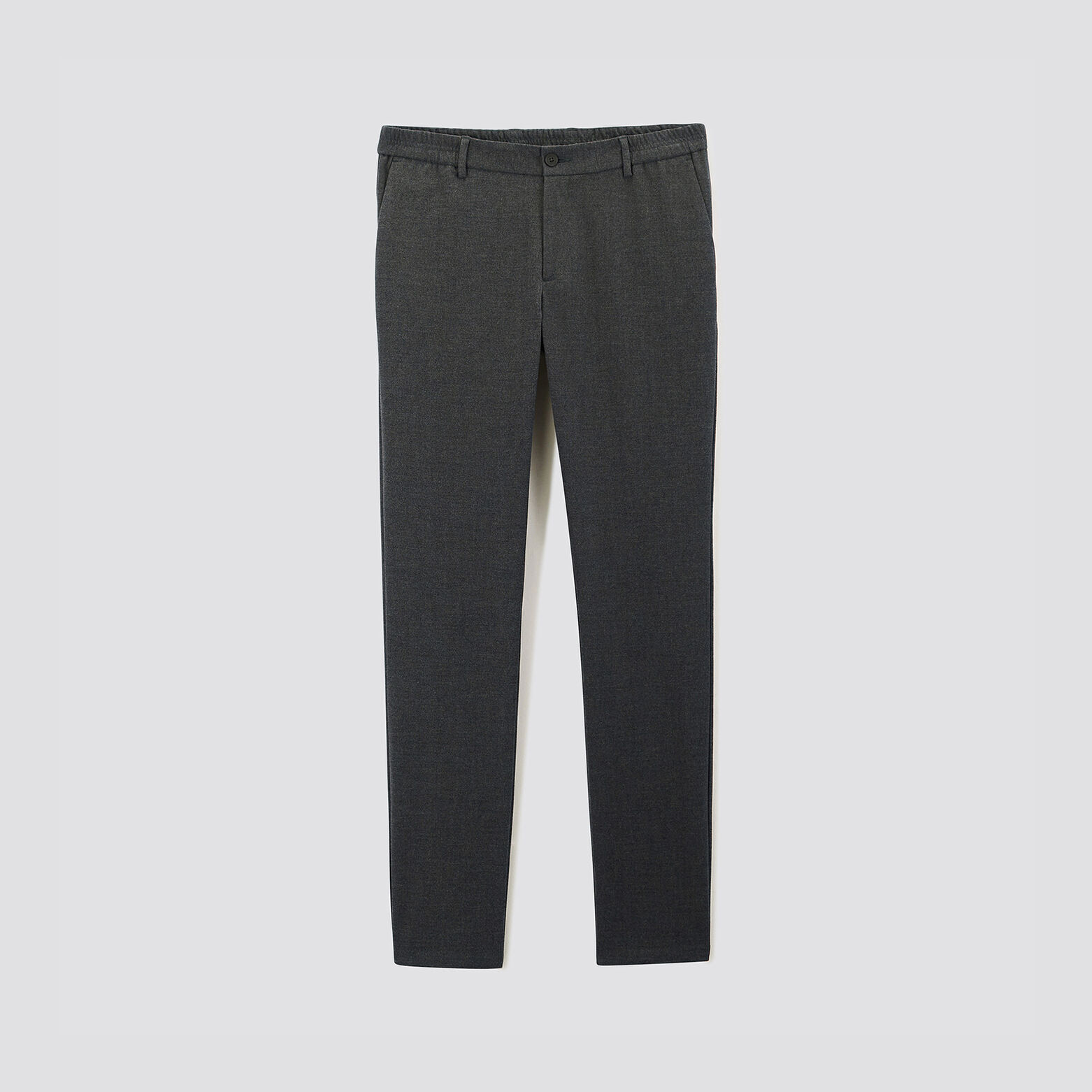 Pantalon slim chino bi stretch taille élastiquée Gris foncé