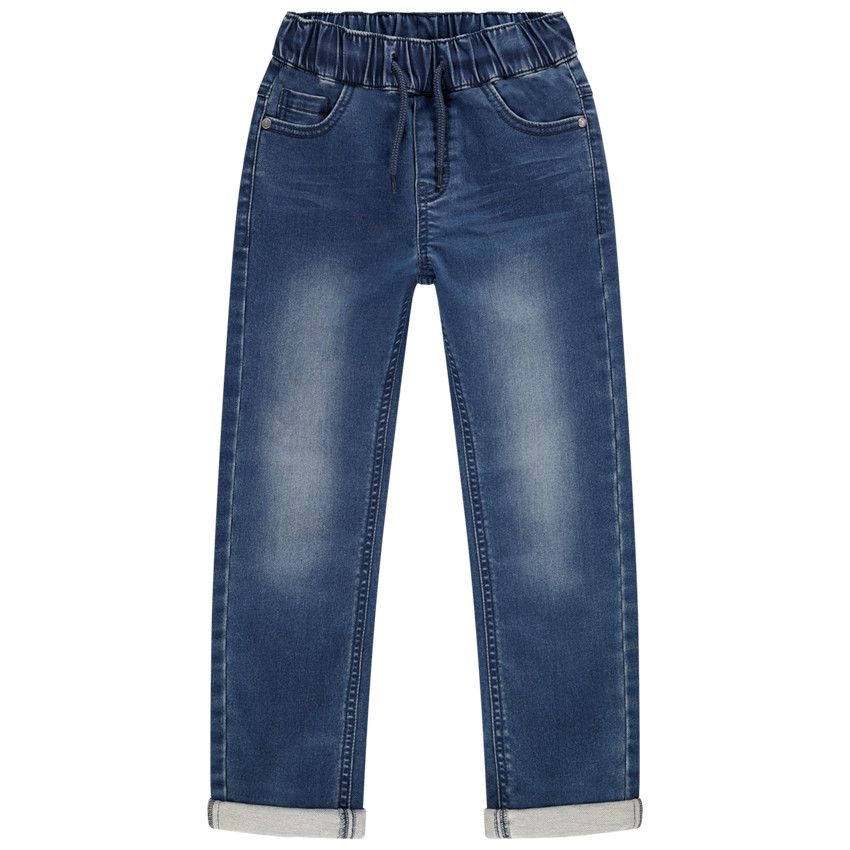 Jean effet délavé à taille élastiquée pour enfant garçon - Bleu moyen