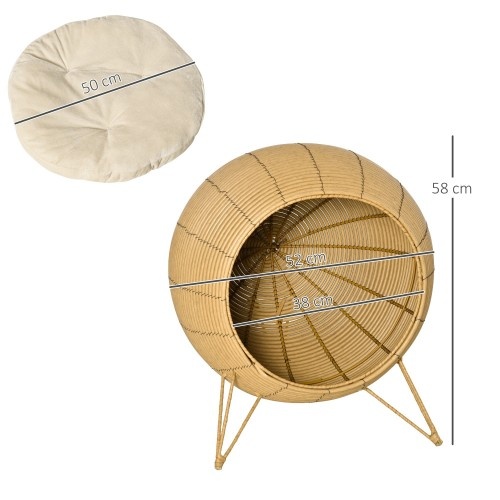 Cama em forma de caverna de vime para gatos PawHut