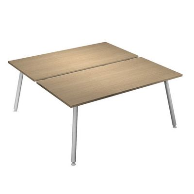 Bureau Bench LEONARDO - L140 x H74 x P168 - Pieds métal blancs - Chêne