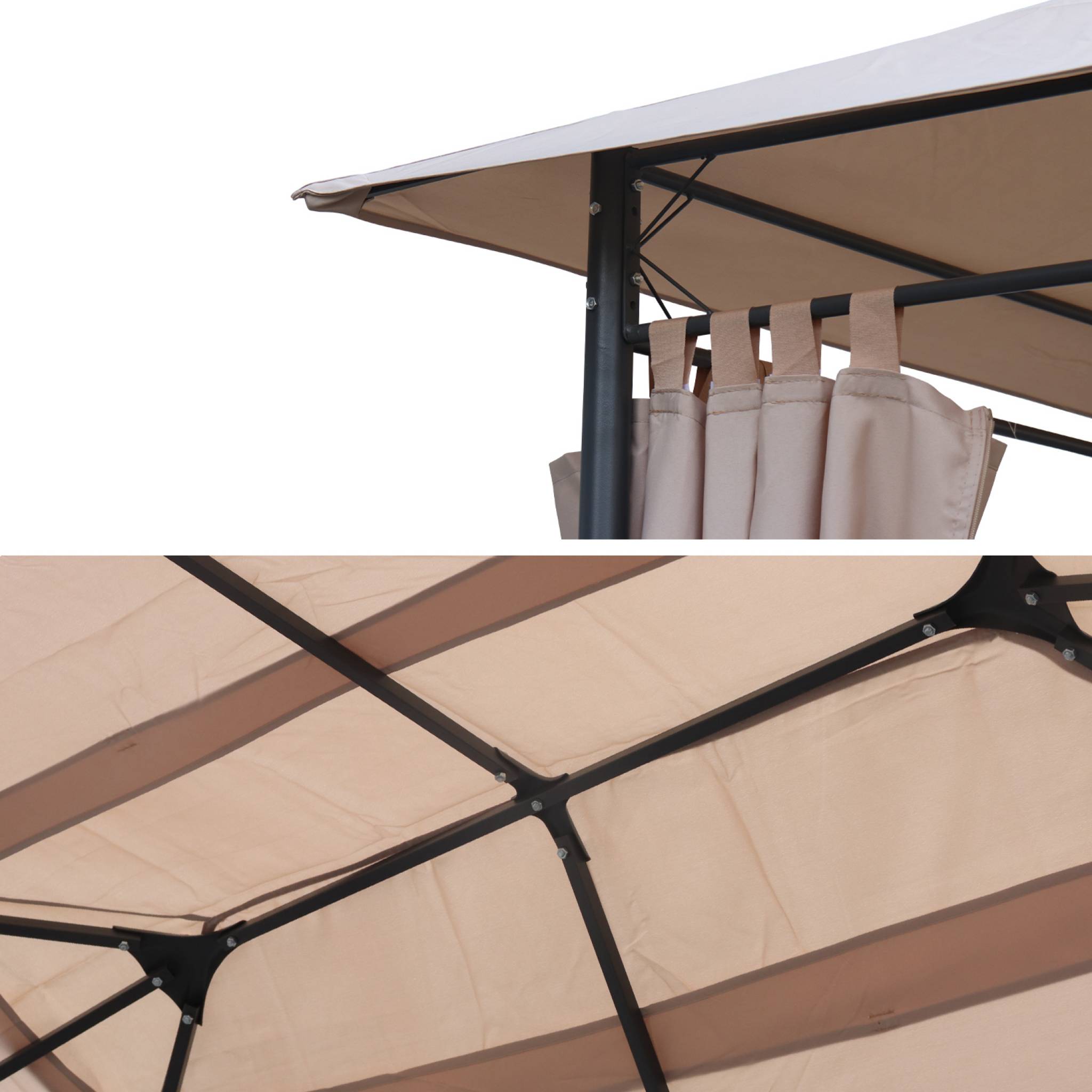 Toile de toit beige pour tonnelle 3x4m divio - toile de rechange pergola. Toile de remplacement
