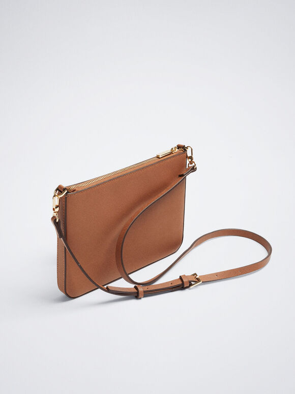 Bolso Bandolera Com Bolsillo Exterior - Camelo