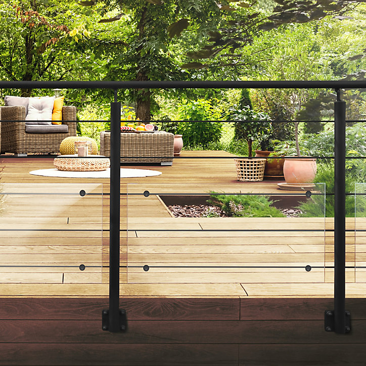 Pack balustrade latérale FORTIA horizontale aluminium noir