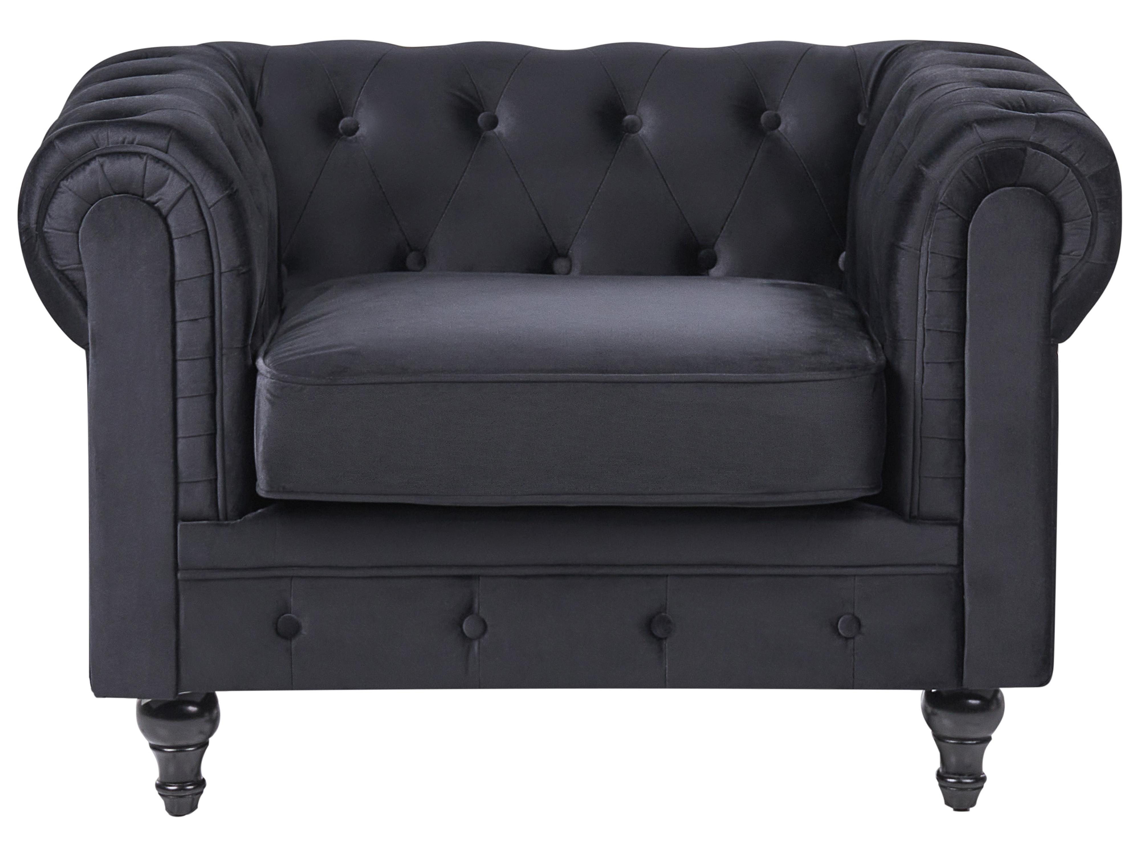 Bankenset 4-zits CHESTERFIELD Fluweel Zwart