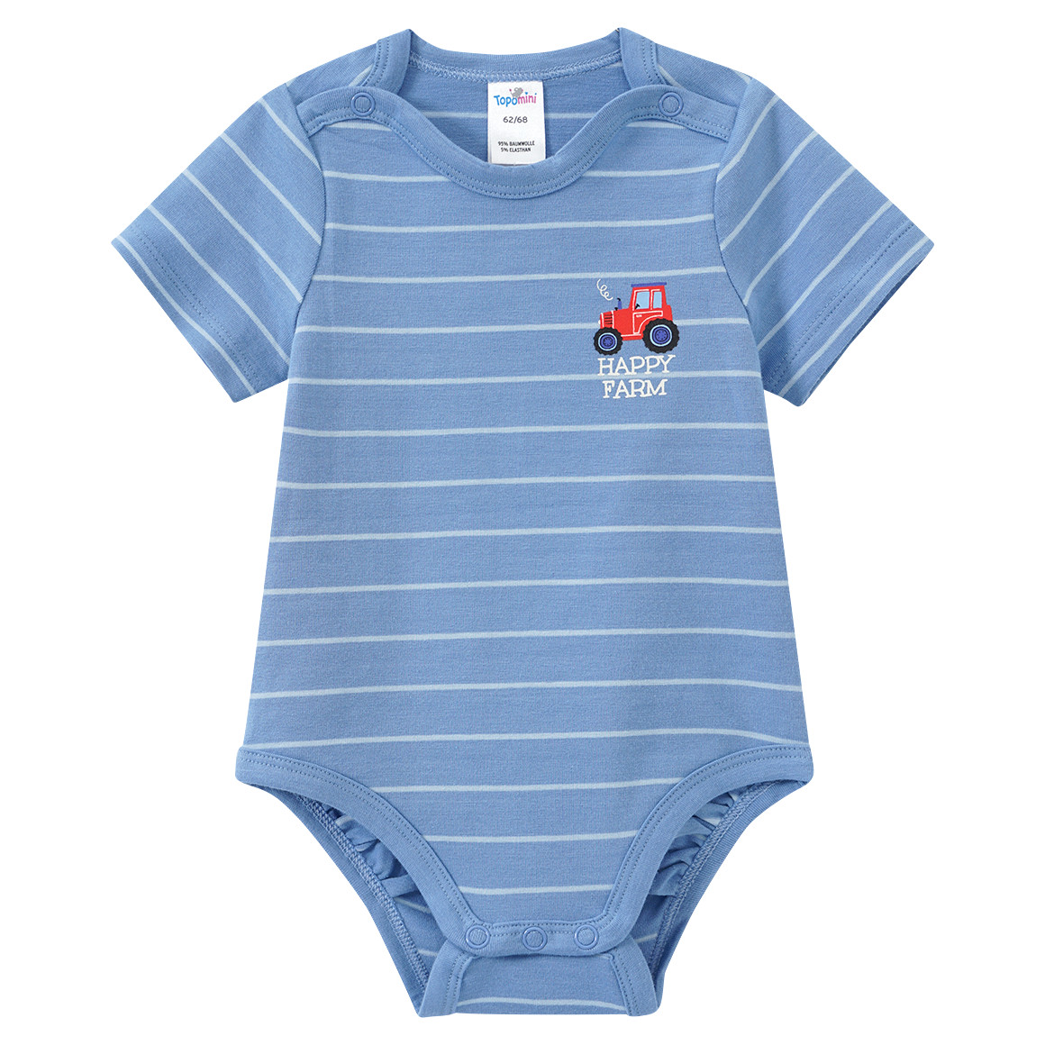 Topomini 5 Baby Bodys in verschiedenen Dessins dunkelblau / blau / hellgrün