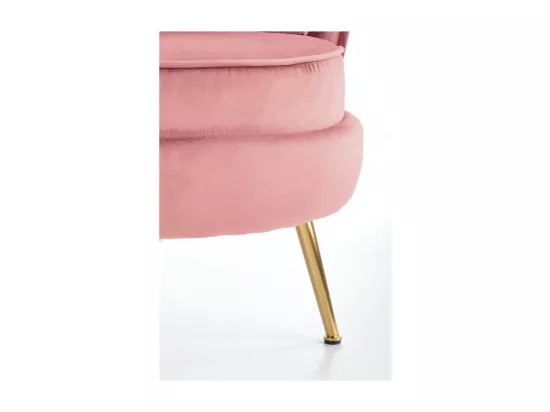 Fauteuil contemporain en velours rose avec pieds dorés en métal AEDAN