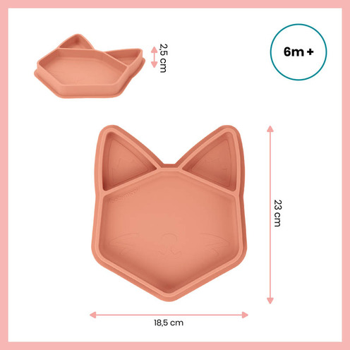 Assiette silicone compartimentée ISY PLATE renard terracotta - BABYMOOV