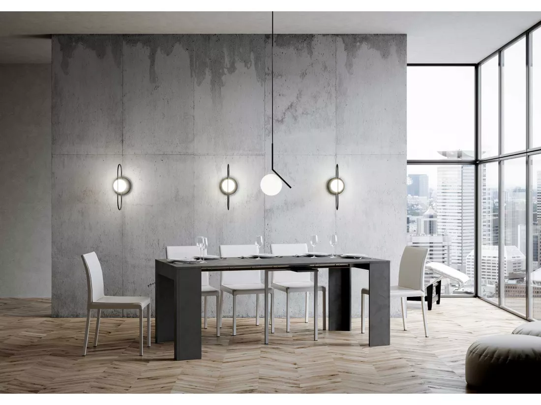 Console extensible 90x42/302 cm Emy Anthracite Spatulé