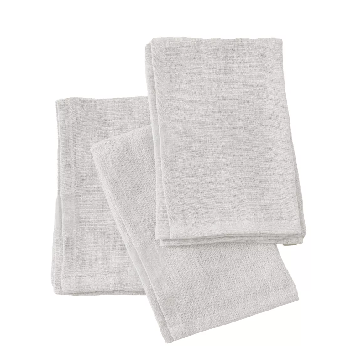 Lot de 3 serviettes lin lavé (40 x 40 cm) Louise Blanches