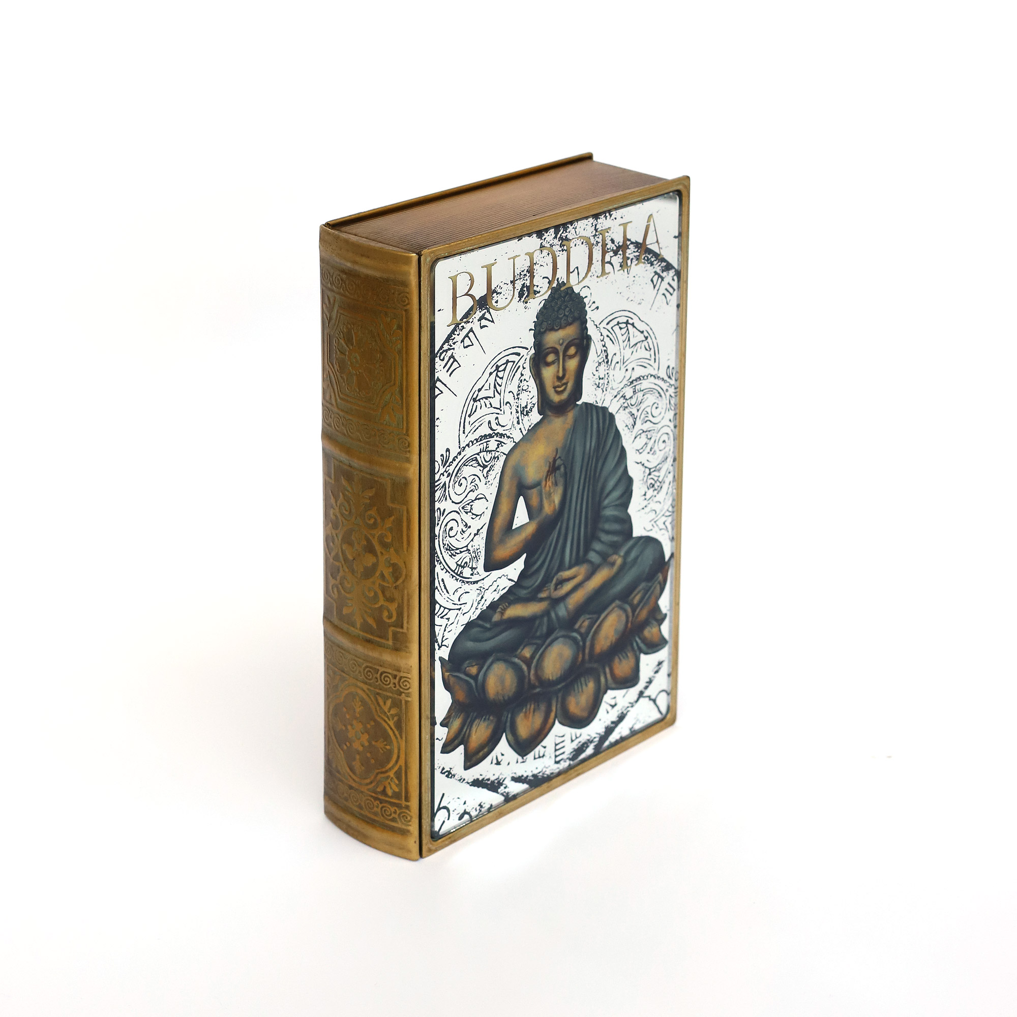 Metallbox 'Book' mit Spiegelglas-Cover, gold, B 20 cm, H 30 cm, L 7 cm von fischer's lagerhaus
