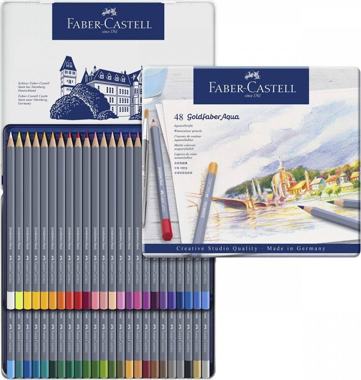 Faber-Castell - Akvarel Blyanter I Tinæske - Goldfaber Aqua - 48 Stk