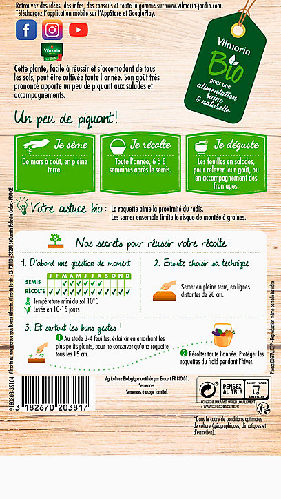 Graines de Roquette Cultivée Bio