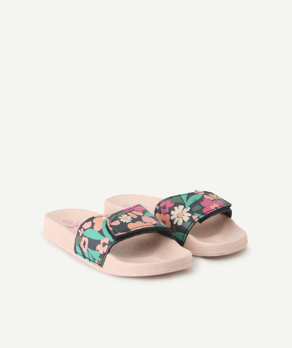 claquette fille rose à imprimé à fleurs