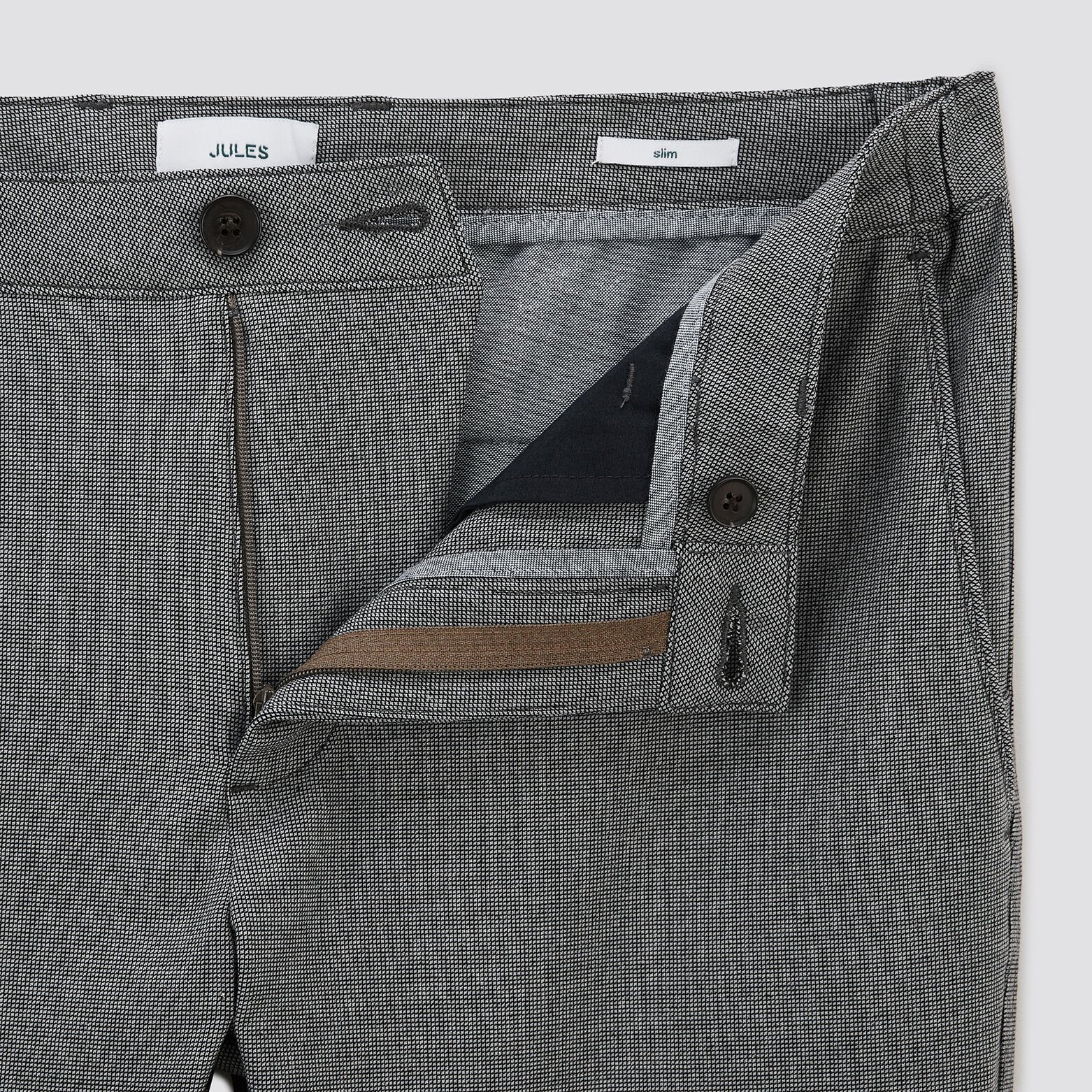 Pantalon chino slim elastiqué reliefé Gris clair