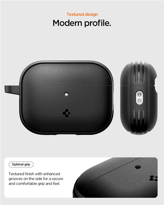 AirPods Pro 3 Vault Gummi Schutzhülle Abdeckung mit Karabiner (ACS09826) - Schwarz