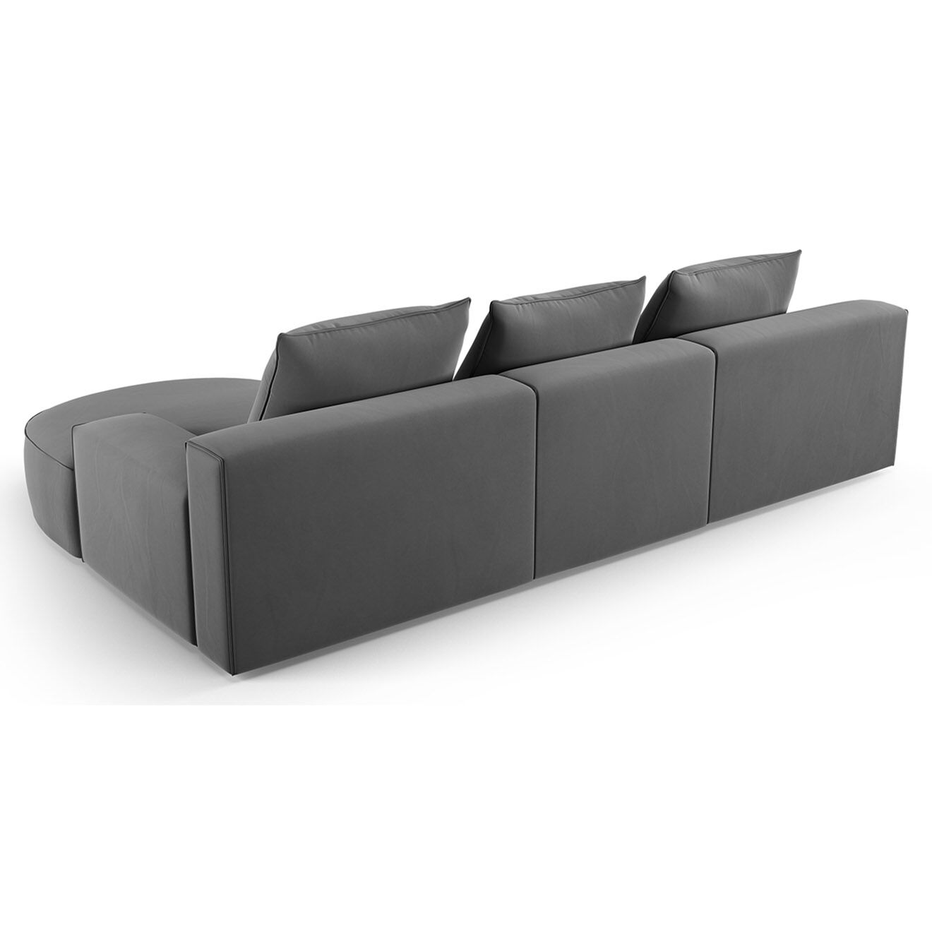 Mazzini Sofas Canapé d'angle droit arrondi en velours Ivy 5 Places gris foncé - 285x180x89 cm