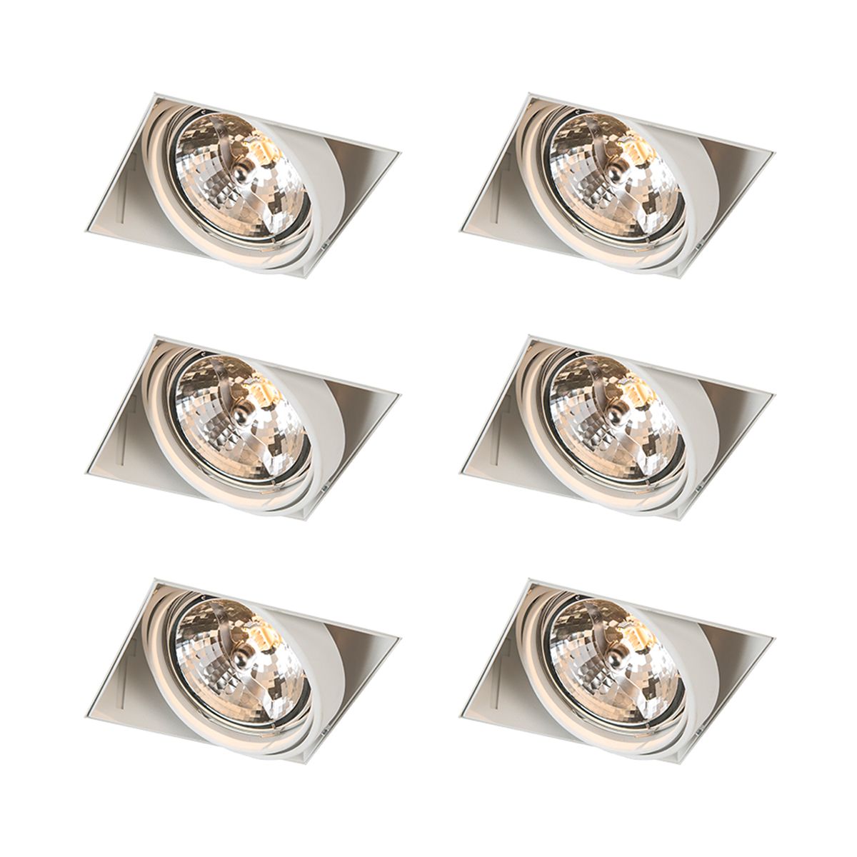 Set van 6 Inbouwspot wit AR111 draai- en kantelbaar trimless - Oneon