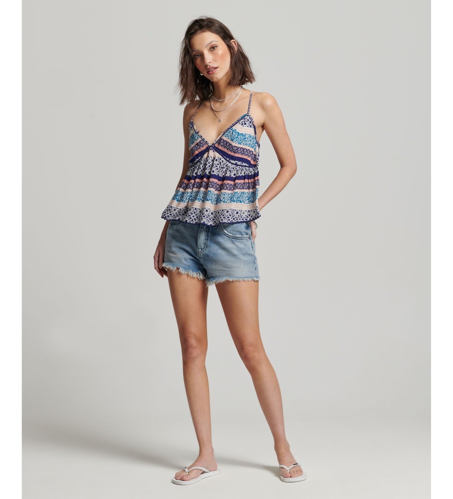 Regata Superdry Vintage Logo com Babados Azul