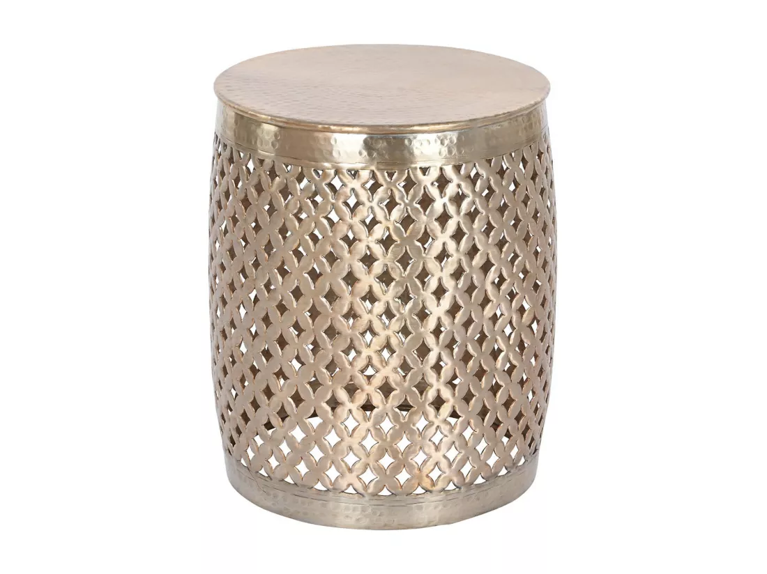 Table d'appoint ronde en aluminium coloris doré - diamètre 40 x Hauteur 48 cm