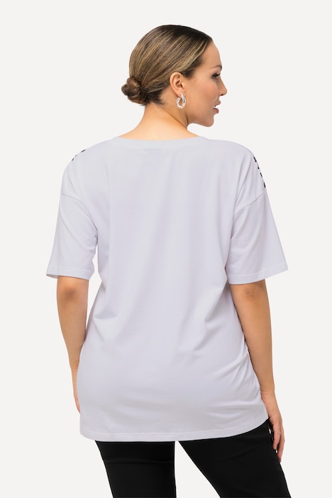 T-Shirt, Blütenmotiv, Rundhals, Halbarm