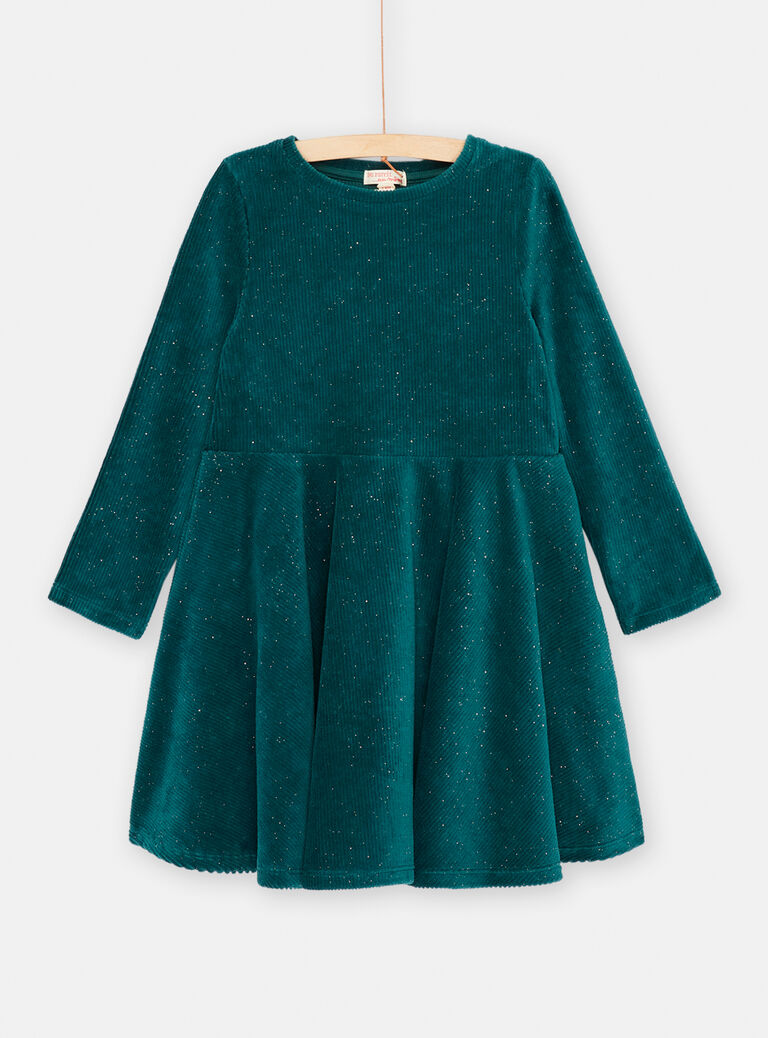 Robe bleu canard à paillettes pour fille