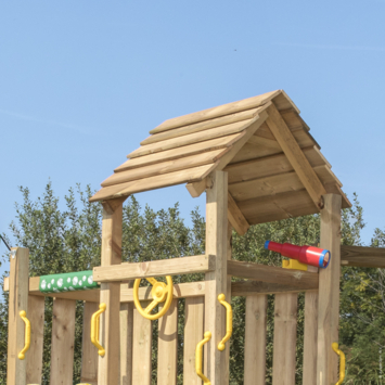 Speeltoestel Jungle Gym Safari grenen geïmpregneerd met glijbaan donker groen en 2-klimrek module