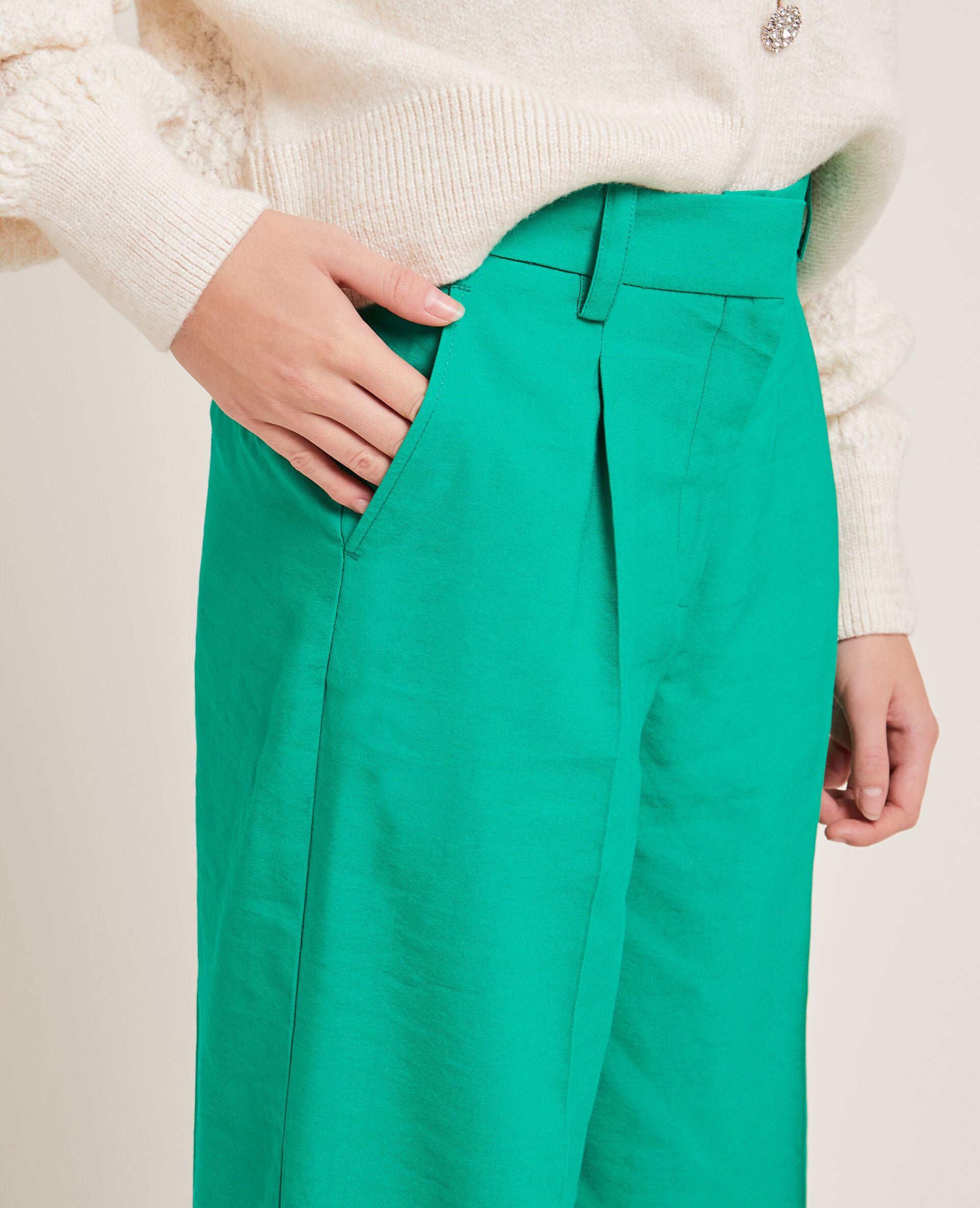 Pantalon à pinces - Vert olive