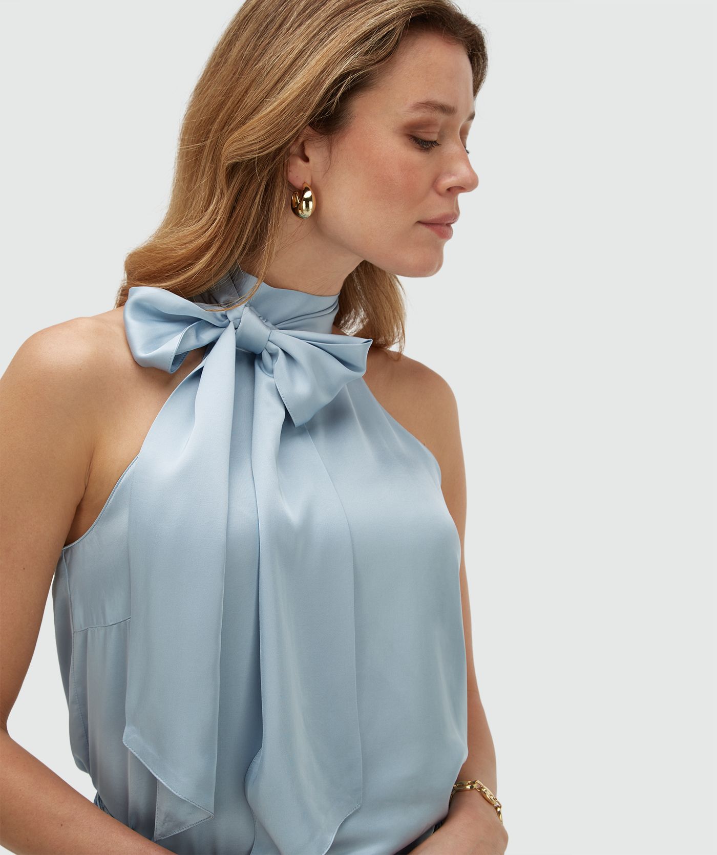 JV-YANIEK loose fit top in satijn look - fresh blue