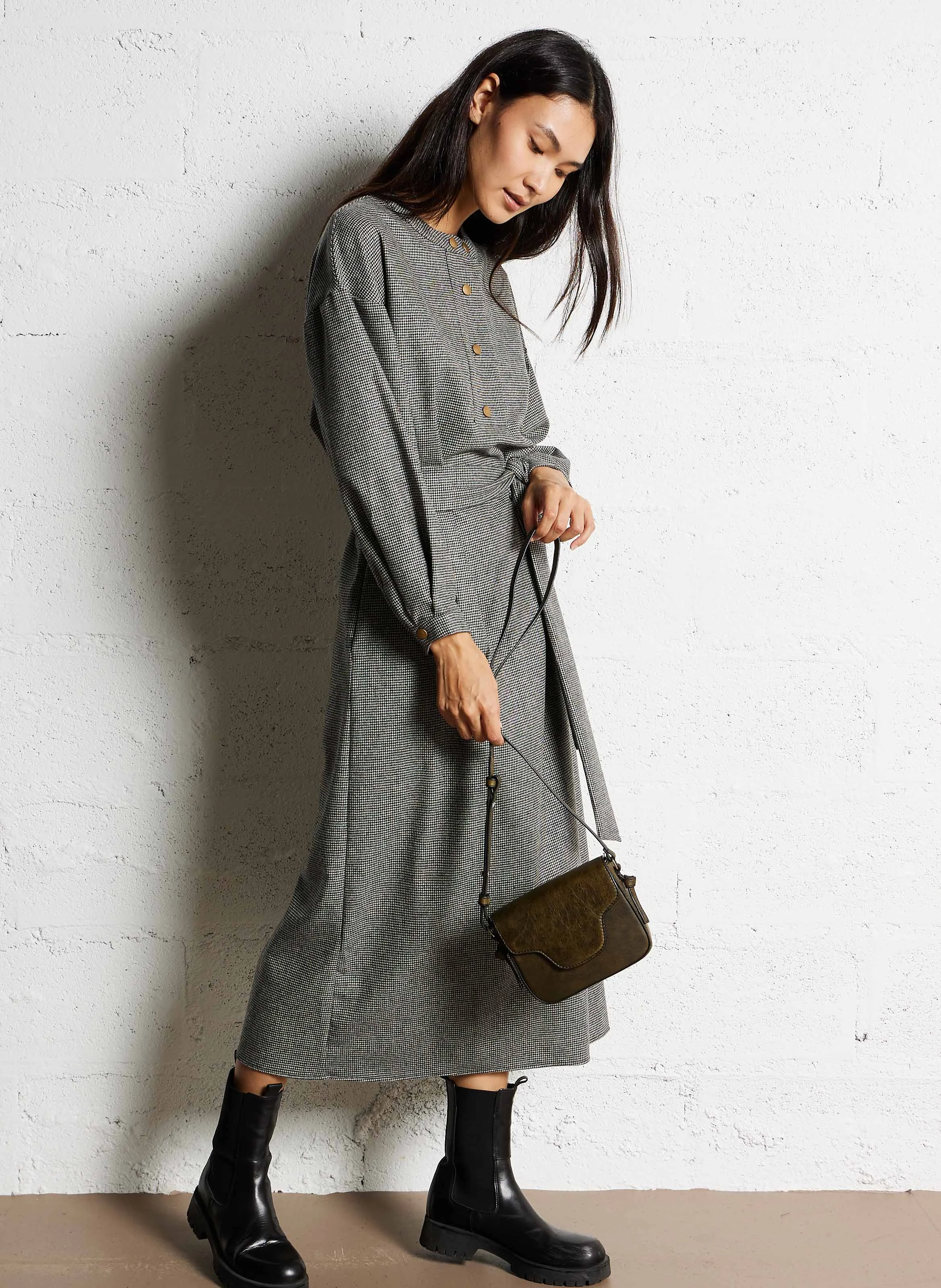 IRIS - Sac bandoulière en cuir de vache | Kaki