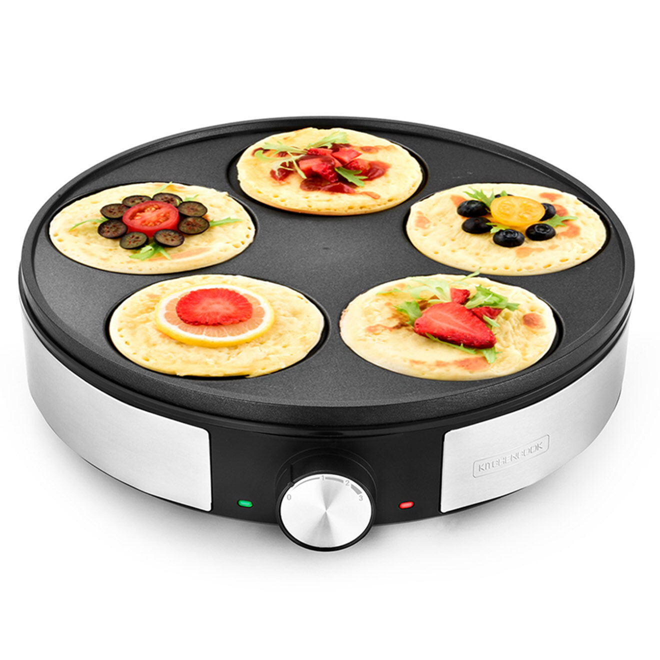 Kitchencook Crepiere Electrique en fonte d'aluminium Minicrêpe noir/gris